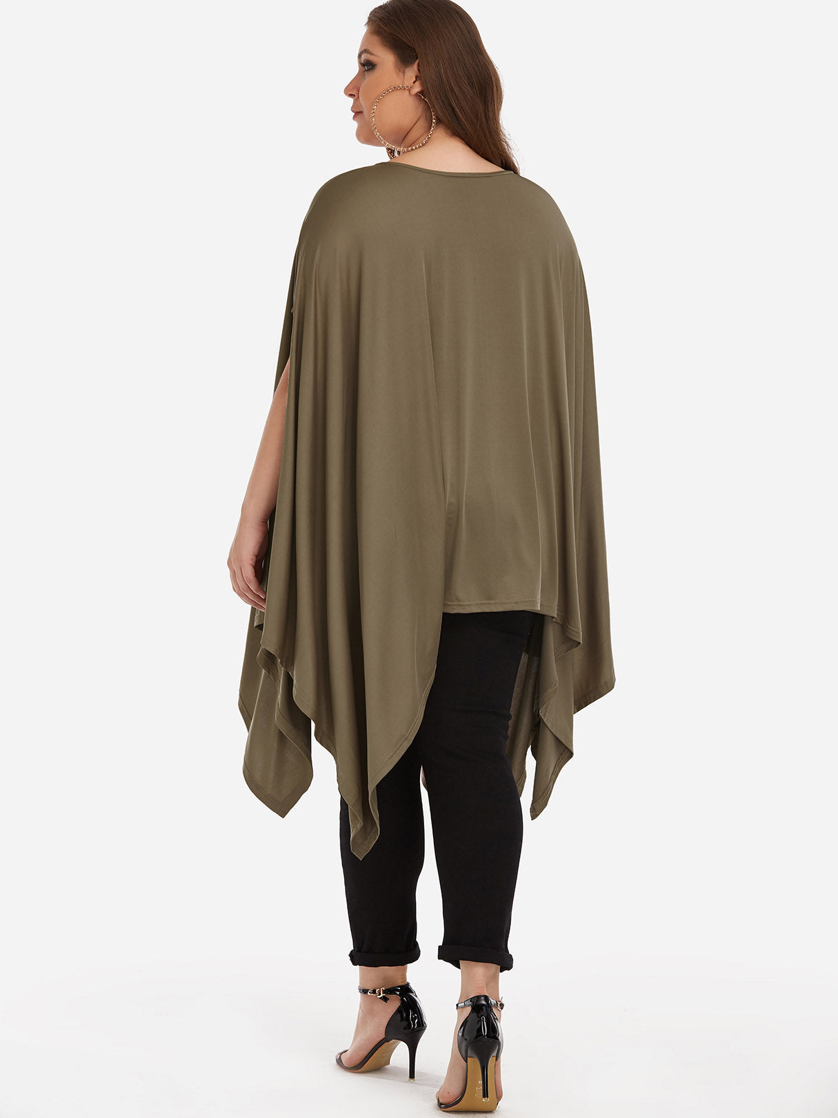 NEW FEELING Womens Army Green Plus Size Tops
