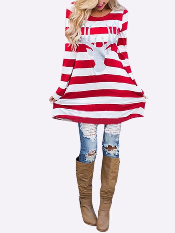 OEM Ladies Striped Casual Dresses