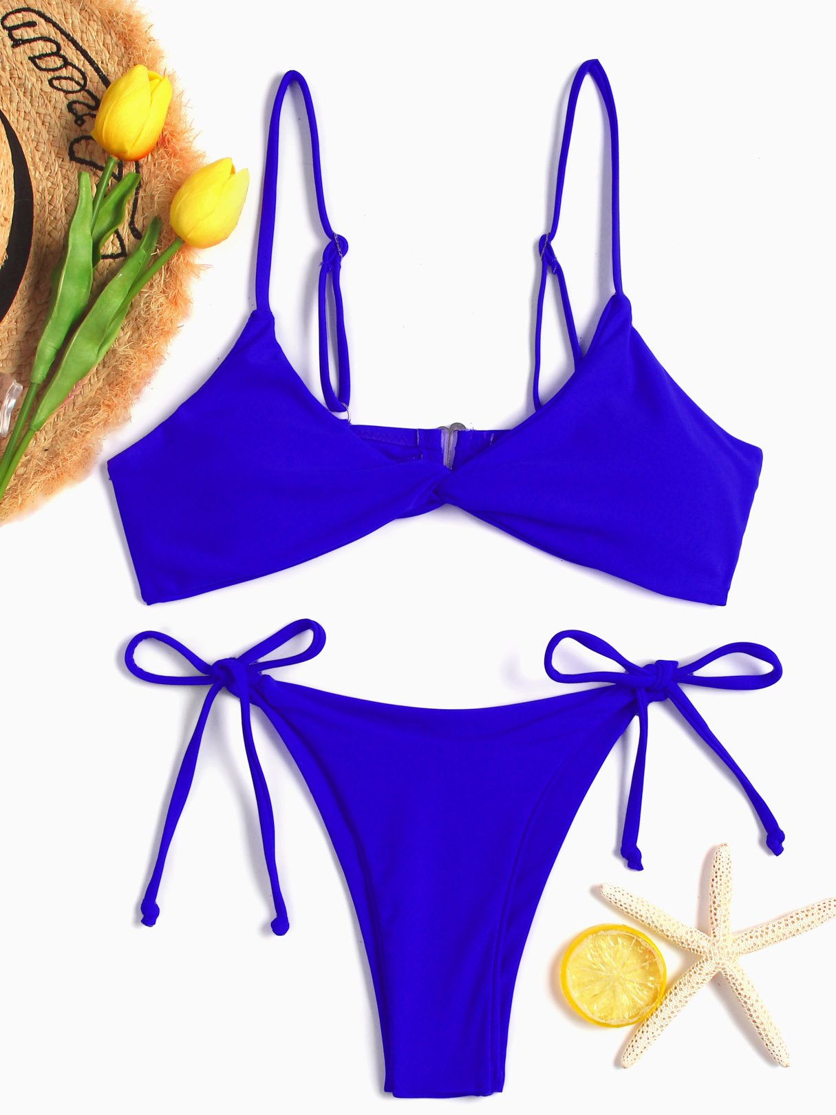 Wholesale Spaghetti Twisted Front Tie-Up Design Bikini Set