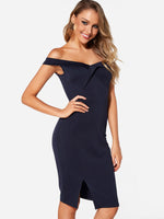 OEM Ladies Navy Off The Shoulder Dresses