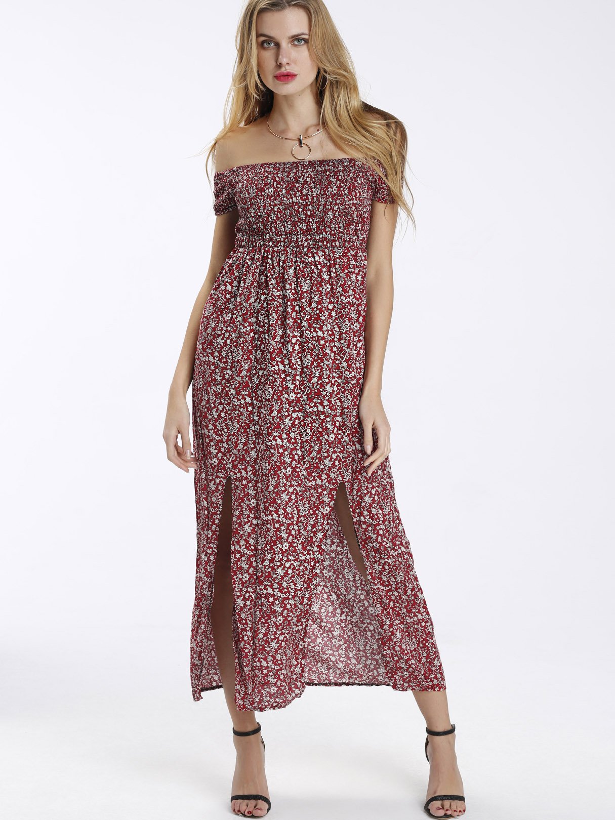 OEM Ladies Red Floral Dresses