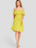 NEW FEELING Womens Yellow Casual Dresses