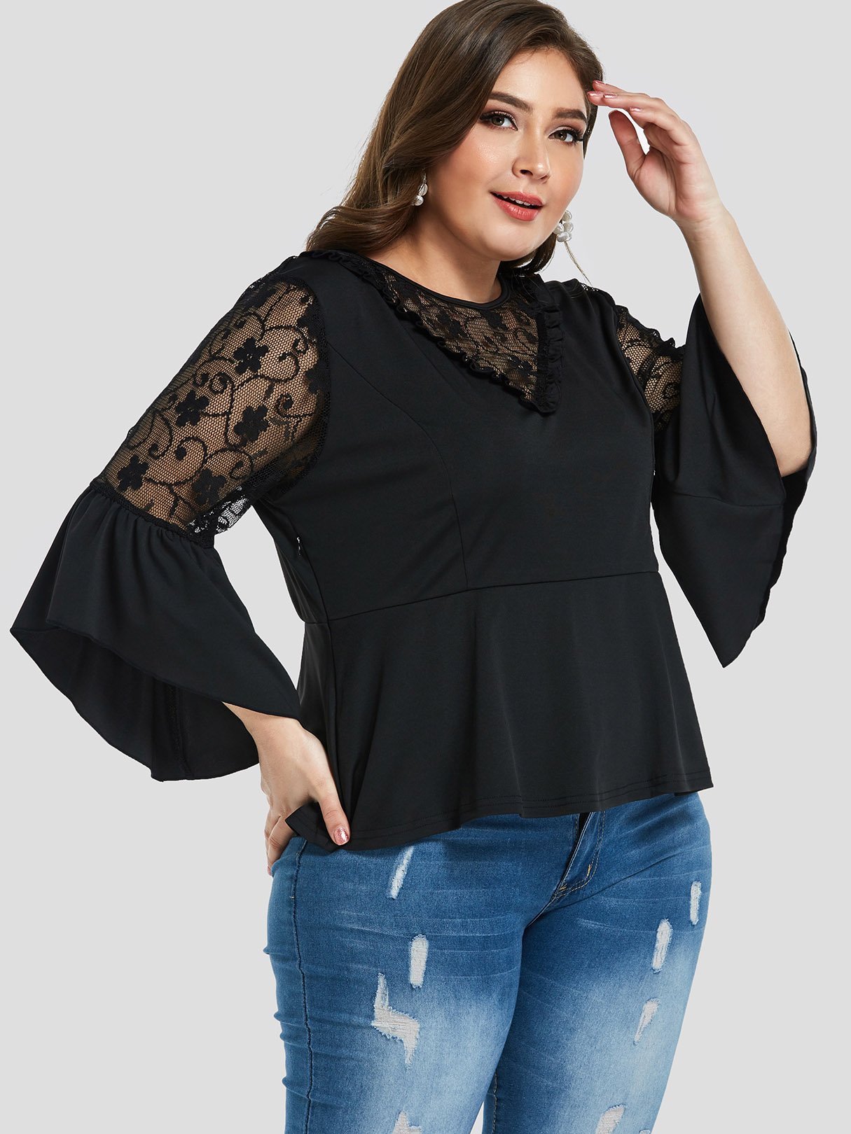 OEM Ladies Black Plus Size Tops