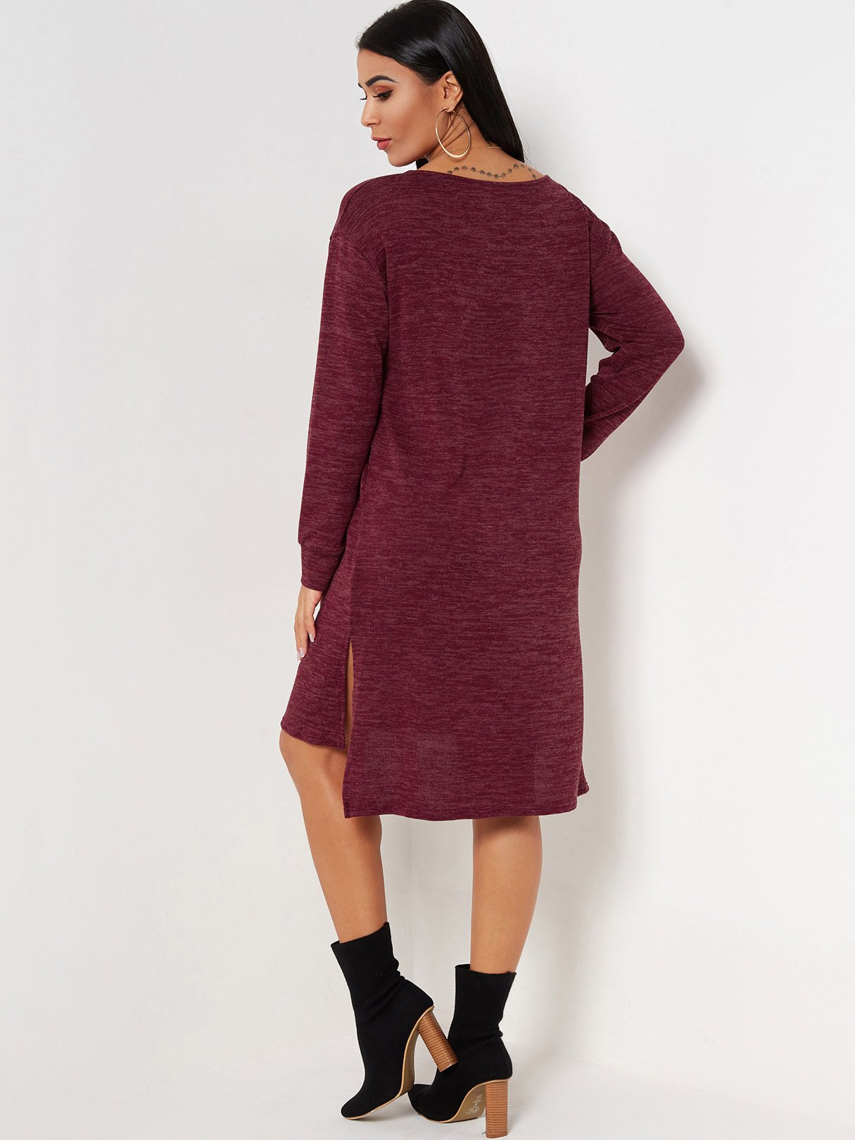 OEM Ladies Red V-Neck Dresses
