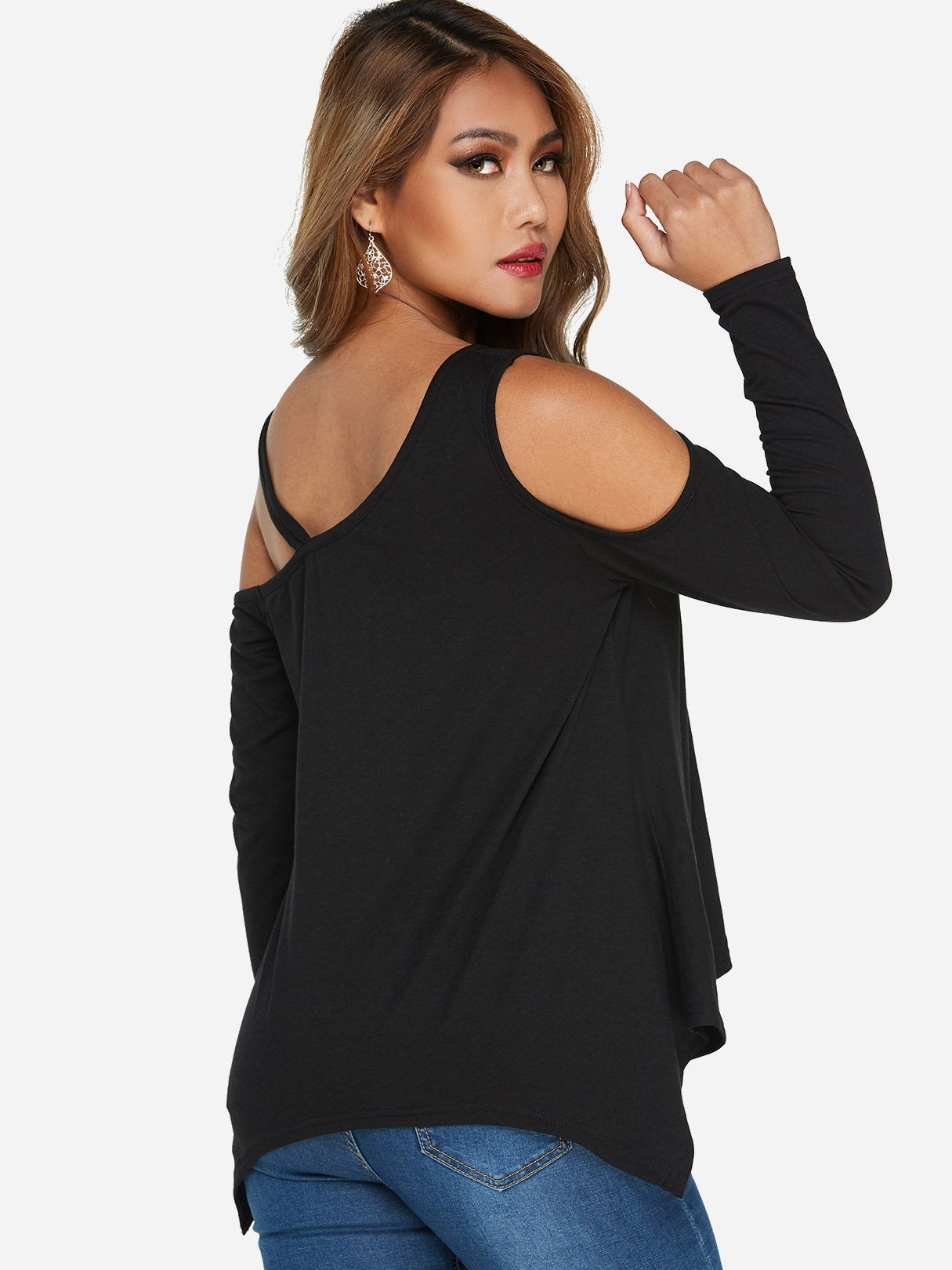 NEW FEELING Womens Black T-Shirts