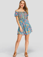 NEW FEELING Womens Blue Floral Dresses