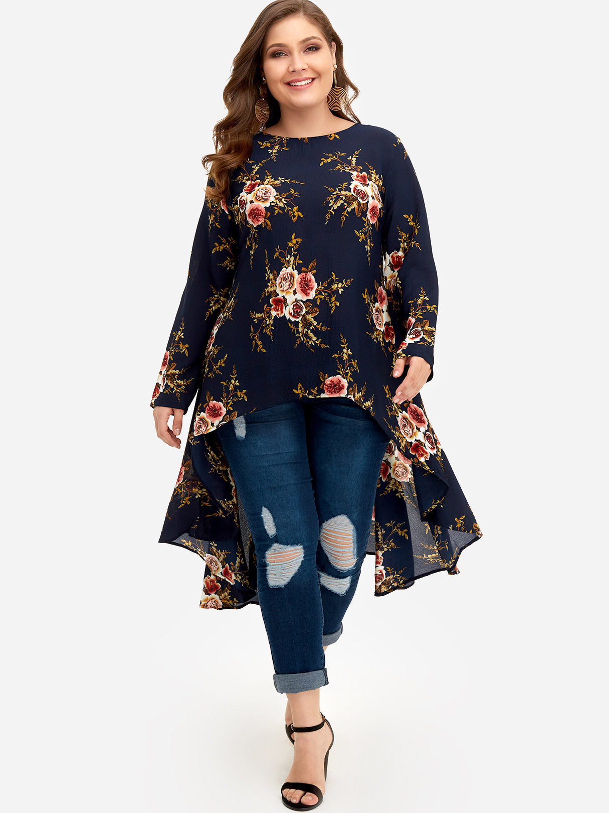 Custom Womens Floral Print Plus Size Tops