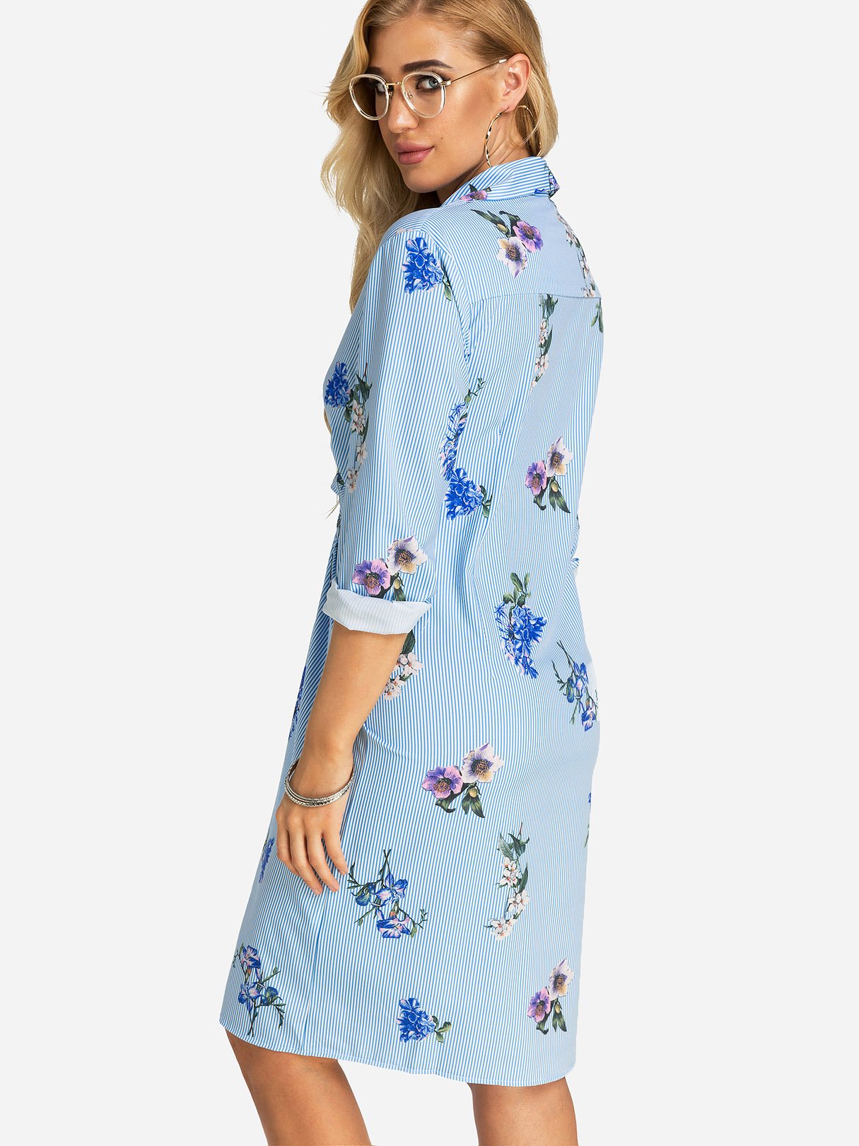 NEW FEELING Womens Blue Floral Dresses