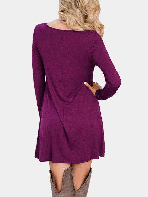 NEW FEELING Womens Purple V-Neck Dresses