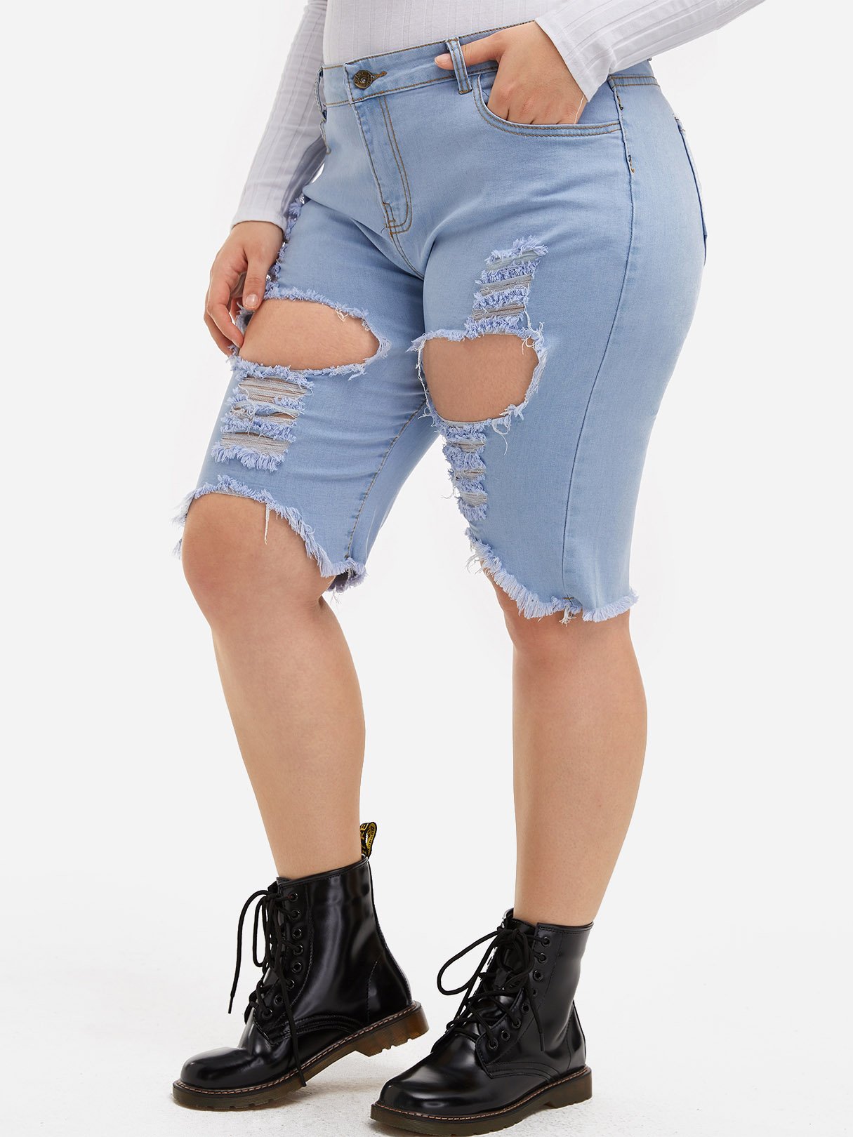 OEM Ladies Sky Blue Plus Size Bottoms