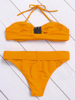 NEW FEELING Womens Yellow Bikinis