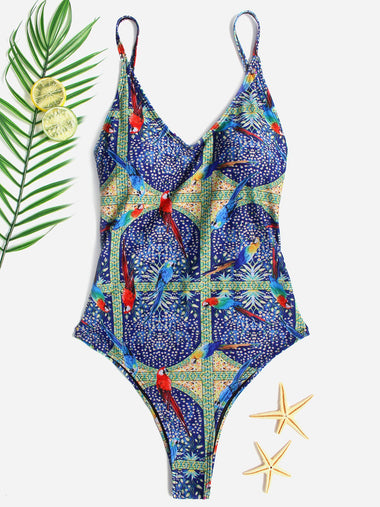 Wholesale Sleeveless Printed Backless One-Pieces