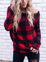Wholesale Off The Shoulder Grid Long Sleeve Bodycon Hem Top