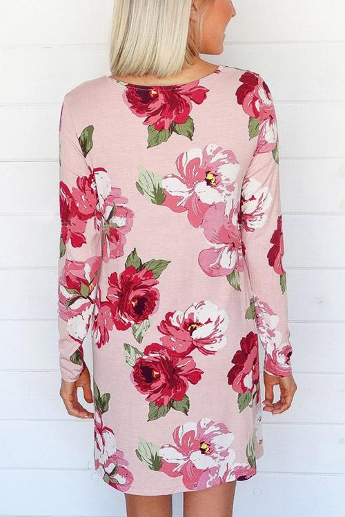 OEM Ladies Pink Floral Dresses