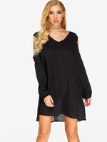 OEM Ladies Black V-Neck Dresses