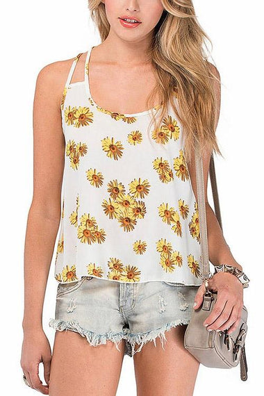 Wholesale Floral Print White Camis
