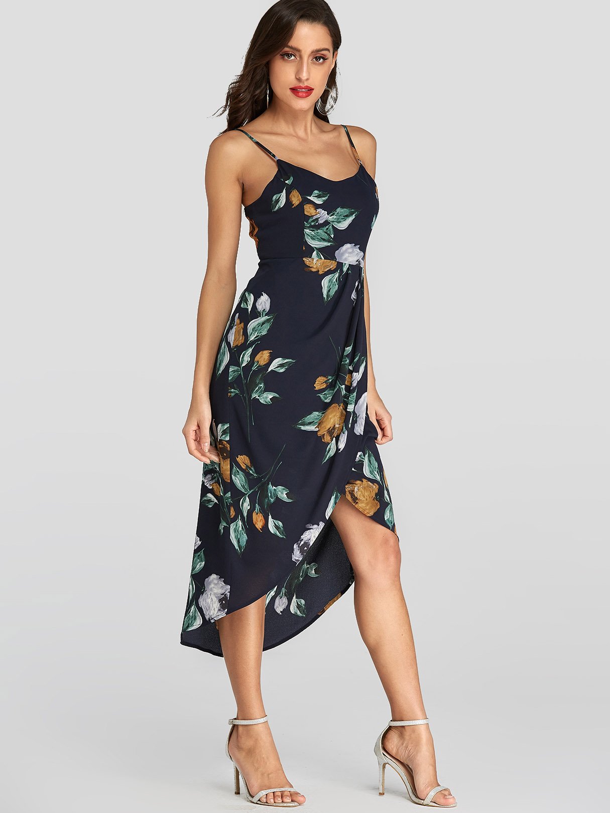NEW FEELING Womens Navy Floral Dresses