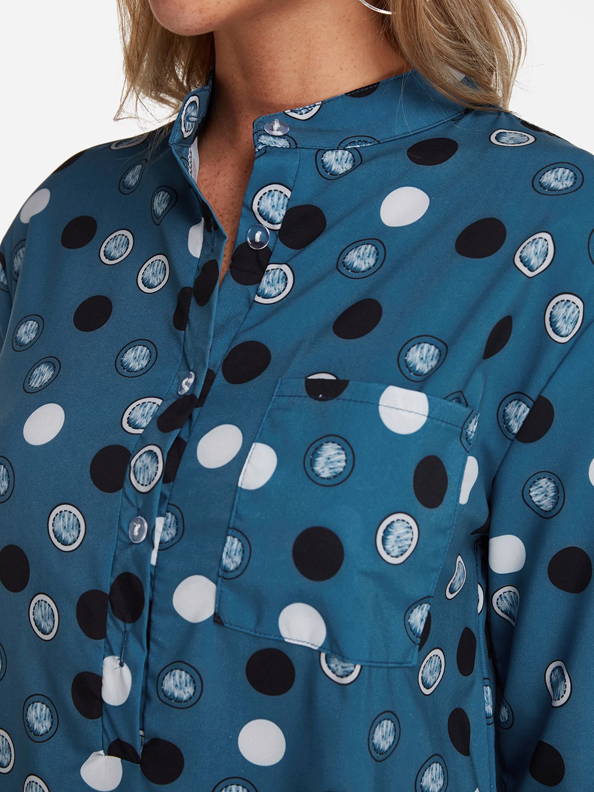 Custom Black And White Polka Dot Blouses For Womens