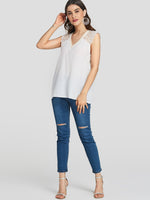 NEW FEELING Womens White Blouses