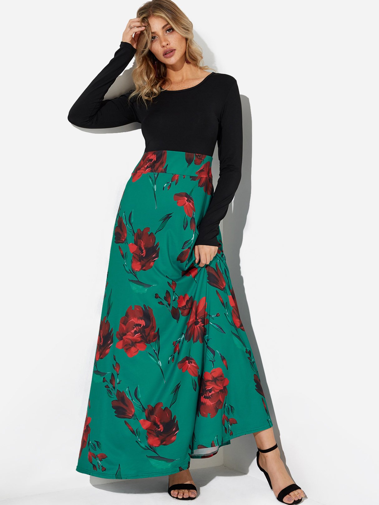 OEM Ladies Green Floral Dresses