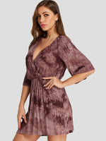 OEM Ladies Rust V-Neck Dresses