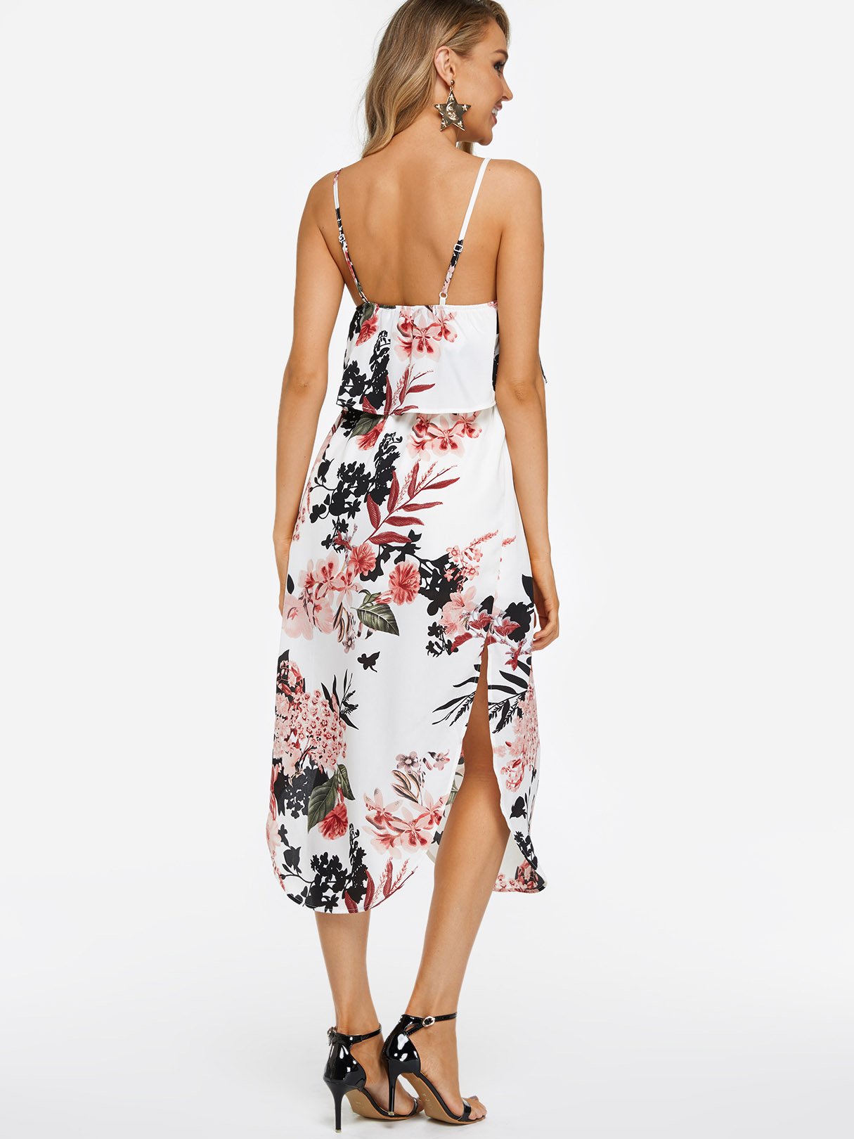 NEW FEELING Womens White Floral Dresses