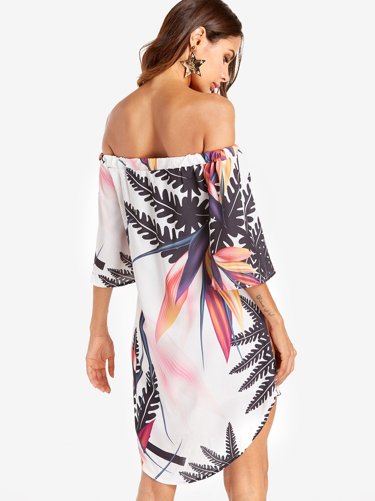 NEW FEELING Womens White Floral Dresses