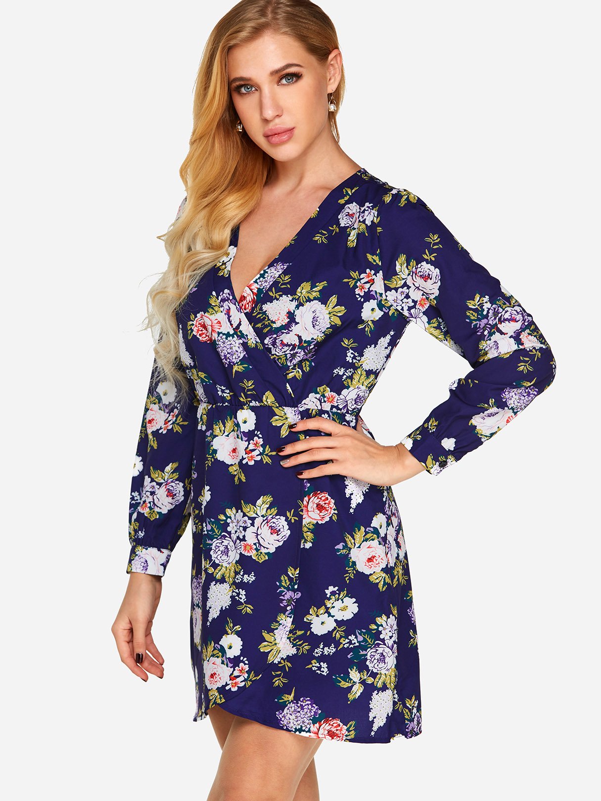 OEM Ladies Navy Floral Dresses
