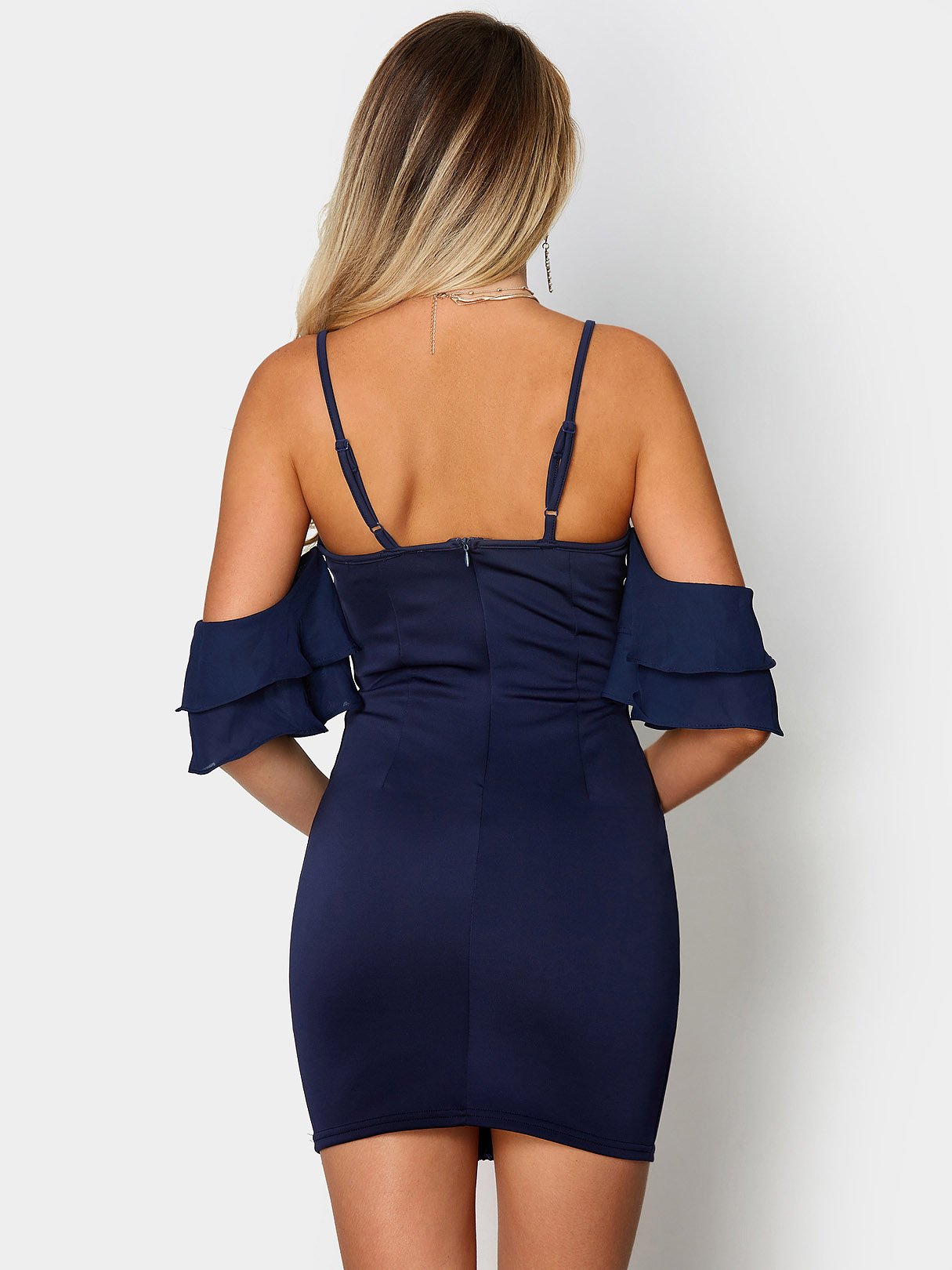 NEW FEELING Womens Navy Off The Shoulder Dresses