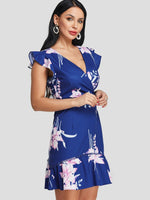 OEM Ladies Navy Floral Dresses