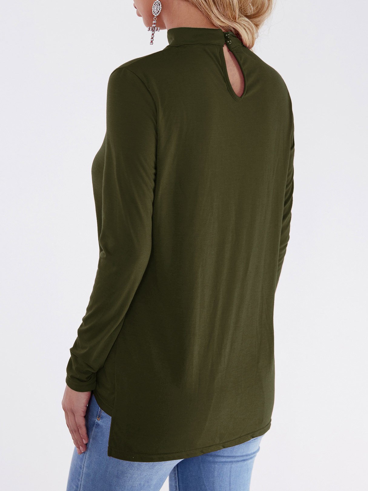 NEW FEELING Womens Army Green T-Shirts
