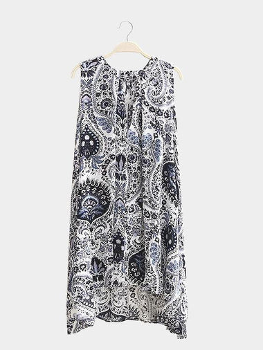 Wholesale V-Neck Sleeveless Printed Irregular Hem Mini Dresses