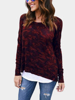 Wholesale Round Neck Camouflage Long Sleeve Red T-Shirts