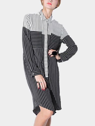 Wholesale Stitching Stripe Shirt Dresses