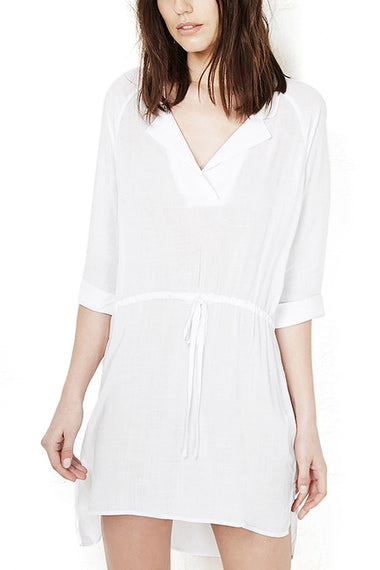 Wholesale Lapel Sleeved Dresses With Drawstring