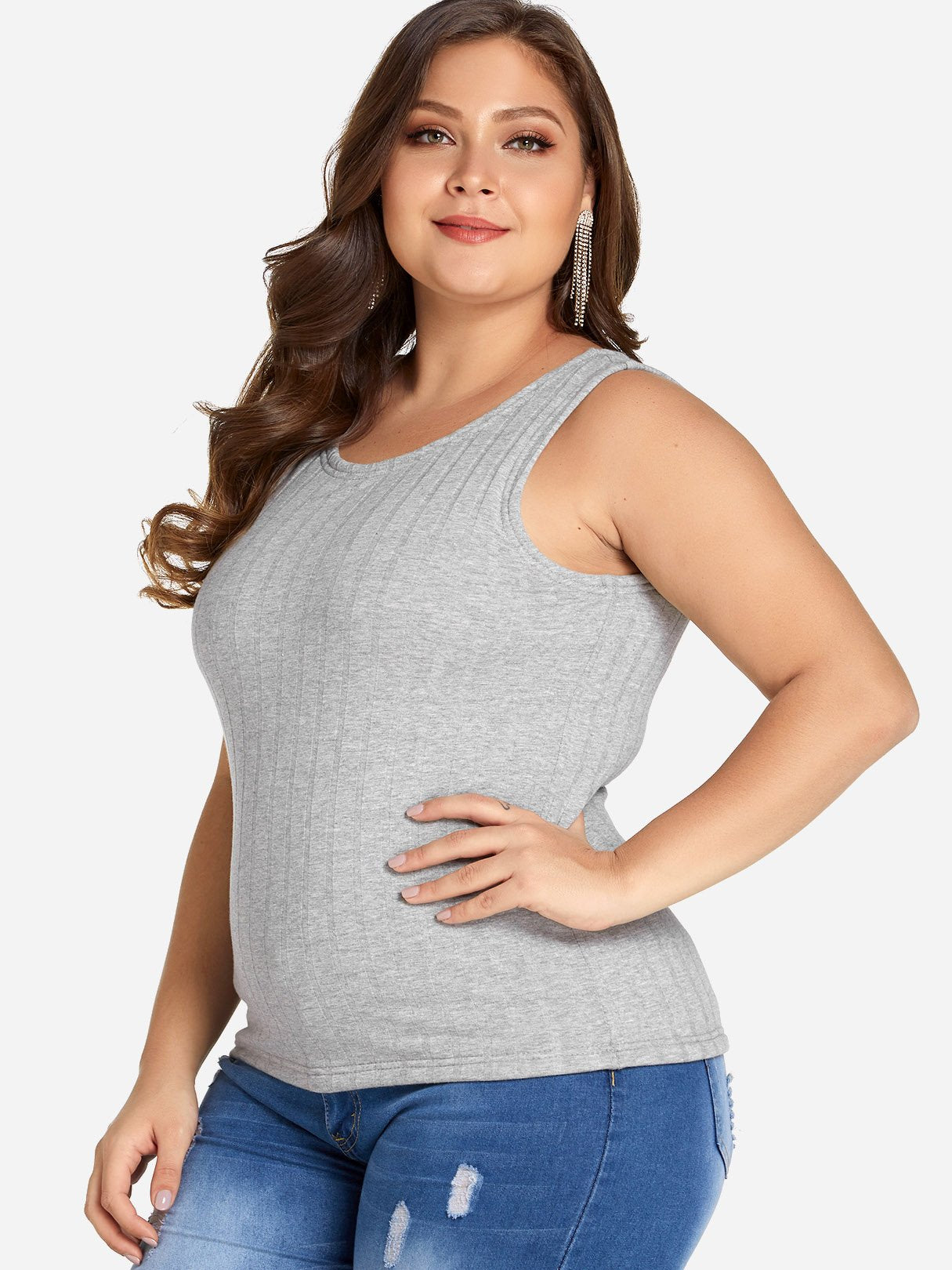 OEM Ladies Grey Plus Size Tops