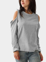 Wholesale Round Neck Long Sleeve Grey Tee