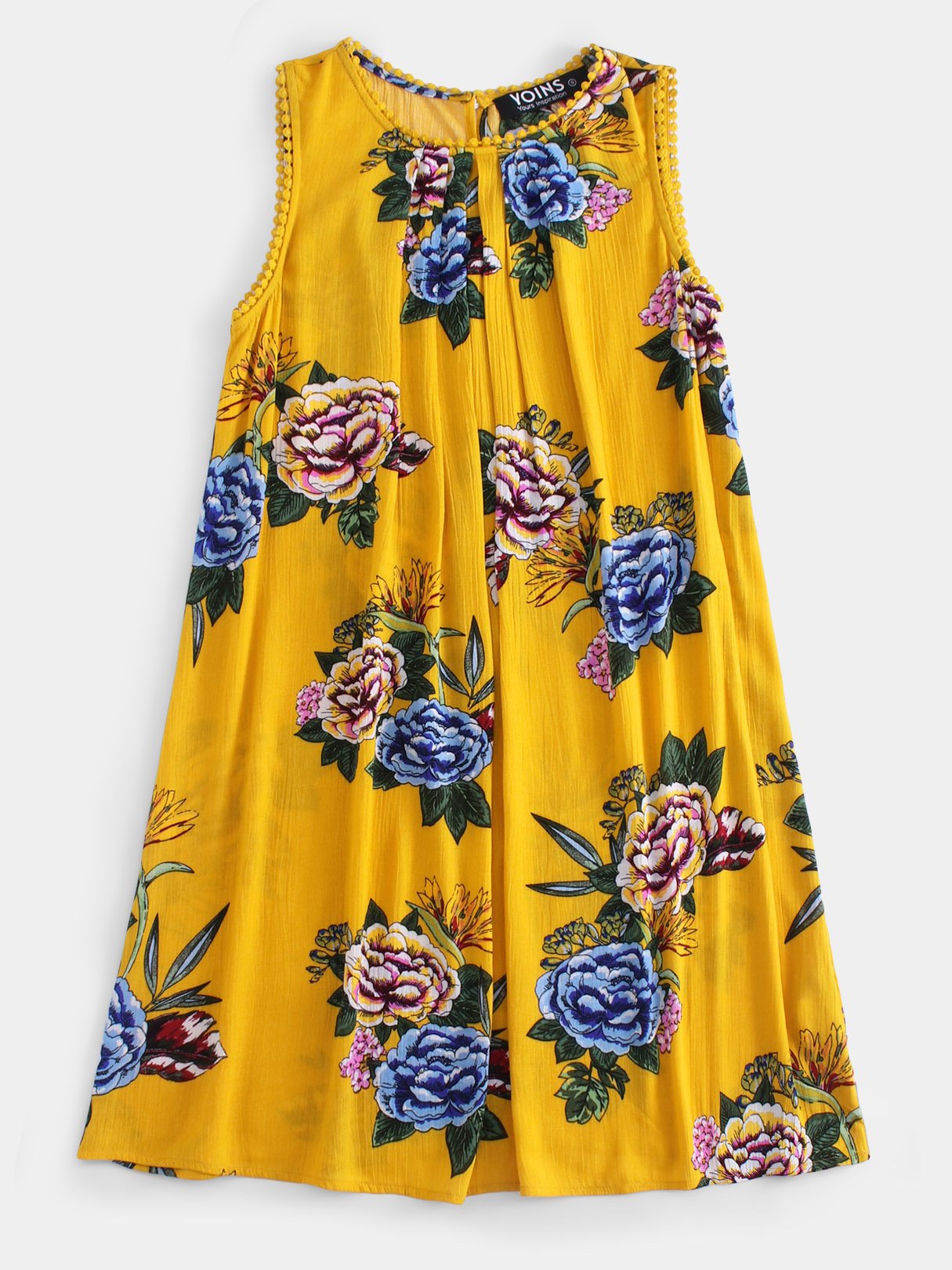 NEW FEELING Womens Yellow Floral Dresses