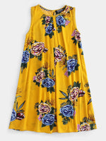NEW FEELING Womens Yellow Floral Dresses