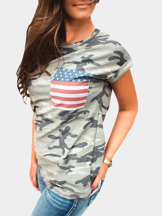 Wholesale Round Neck Camouflage Short Sleeve T-Shirts