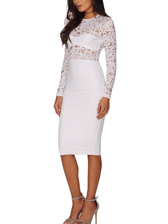 NEW FEELING Womens White Midi Dresses