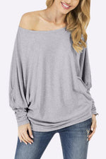 Wholesale Scoop Neck Long Sleeve Grey T-Shirts
