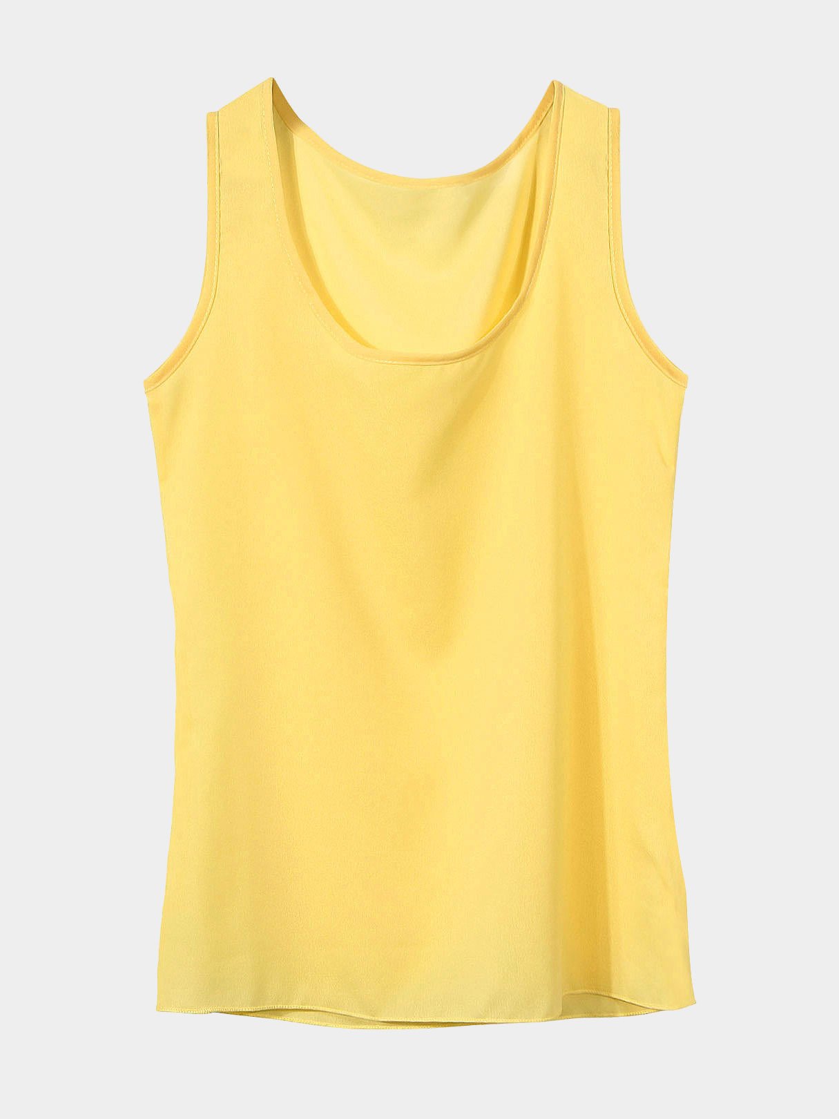 Wholesale Round Neck Chiffon Yellow Tank Top