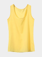 Wholesale Round Neck Chiffon Yellow Tank Top
