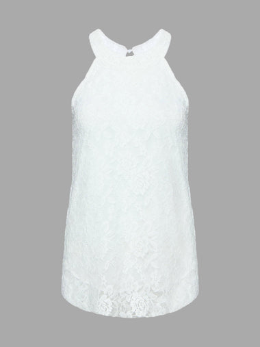 Wholesale Lace Vest With Halter Neck White Camis