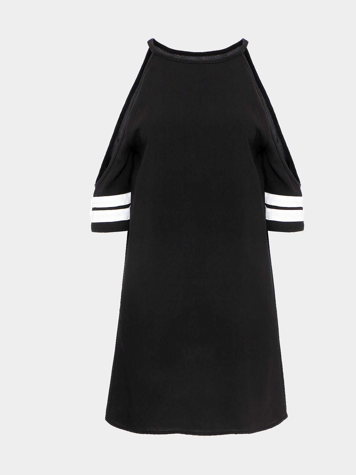 Wholesale Cut-Out Shoulders Strapped Dresses With Baseball Strip Cuffs