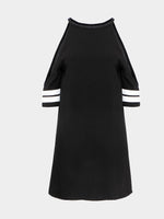 Wholesale Cut-Out Shoulders Strapped Dresses With Baseball Strip Cuffs