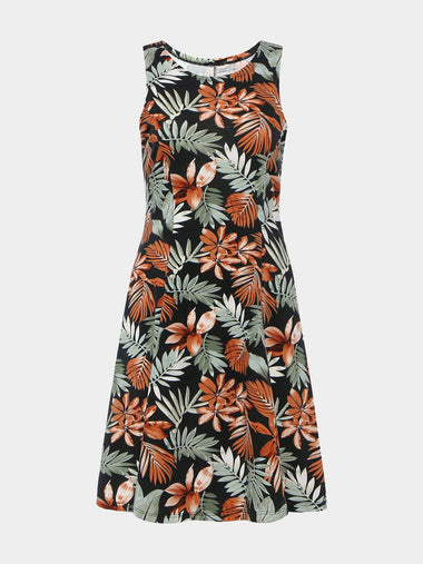 Wholesale Round Neck Floral Print Sleeveless Casual Dresses