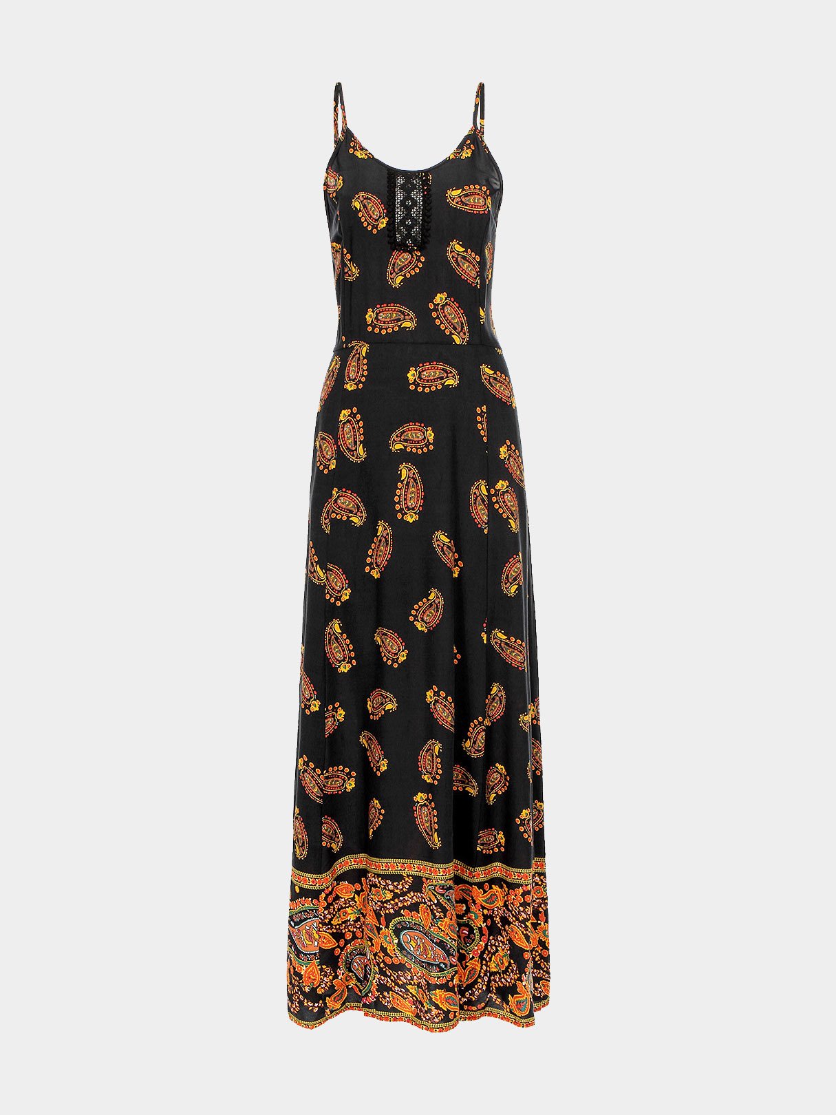 Wholesale Backless Spaghetti Strap Black Maxi Dress