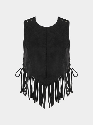 Wholesale Open Back Lace-Up Design Tassel Cami Top